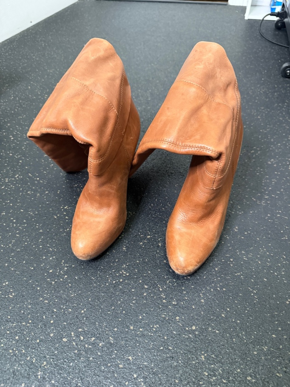 Steve Madden Ensue Cognac Mid-Calf Buckle Stacked-Heel Boots - Picture 2 of 4